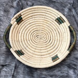 Woven Coiled Basket Trinket Holder Wall Decor Neutral Green
